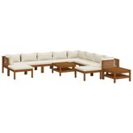 vidaXL Salon de jardin 12 Pièces avec coussin crème Bois d'acacia solide