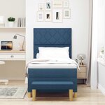 vidaXL Lit à ressorts avec matelas Bleu 90 x 200 cm tissu