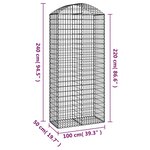 vidaXL Panier de gabions arqué 100x50x220/240 cm Fer galvanisé