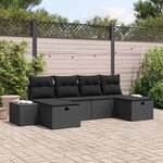 vidaXL Ensemble de canapé de jardin avec coussin 6 Pièces Noir polyrotin