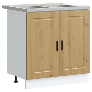 vidaXL Meuble sous évier Porto 2 Pièces Marron Bois d'ingénierie