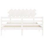 vidaXL Cadre de lit avec tête de lit blanc King Size bois massif