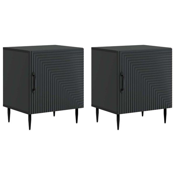 vidaXL Cabinet de chevet 2 pc Noir 43 x 34 5 x 50 cm Bois d'ingénierie