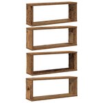 vidaXL Étagères murales cube 4 Pièces vieux bois 60x15x23 cm