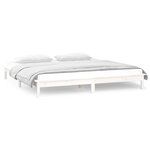 vidaXL Cadre de lit à LED sans matelas blanc 140x190 cm bois massif