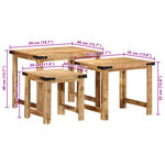 vidaXL Tables d'appoint gigognes 3 Pièces bois de manguier massif brut
