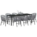 vidaXL Ensemble de salle à manger pour jardin 9 Pièces Gris Poly rotin