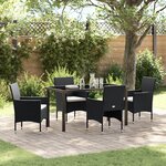 vidaXL Set de salle à manger de jardin 5 pièces noir rotin poly