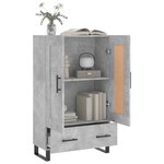vidaXL Buffet haut gris béton 69 5x31x115 cm bois d'ingénierie