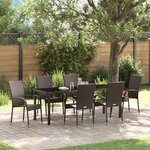 vidaXL Ensemble de salle à manger pour jardin 7 Pièces Marron