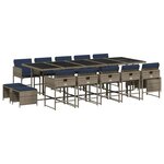 vidaXL Ensemble à manger de jardin 15 Pièces coussins gris résine tressée