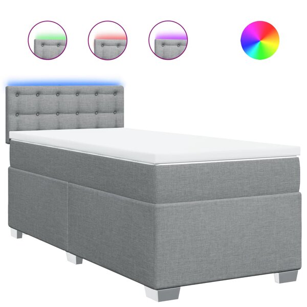vidaXL Sommier à lattes de lit et matelas Gris clair 90x190 cm Tissu