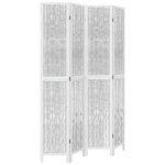 vidaXL Cloison de séparation 4 panneaux blanc bois de paulownia massif