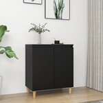 vidaXL Buffet avec pieds en bois massif noir bois d'ingénierie
