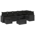 vidaXL Salon de jardin 8 Pièces avec coussins noir résine tressée