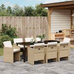 vidaXL Ensemble de salle à manger pour jardin 9 Pièces Beige Poly rotin