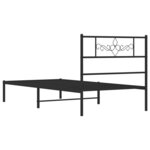 vidaXL Cadre de lit métal sans matelas avec tête de lit noir 75x190 cm