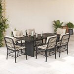 vidaXL Ensemble à manger de jardin coussins 7Pièces Noir Résine tressée