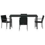 vidaXL Ensemble de salle à manger pour jardin 5 Pièces Noir Poly rotin
