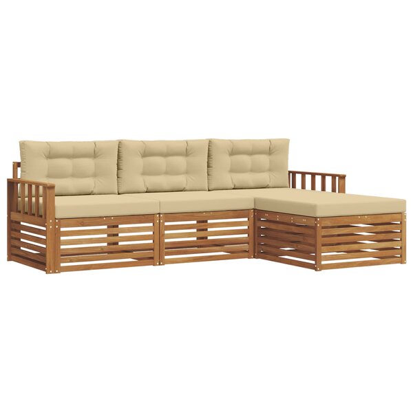 vidaXL Ensemble de canapés d'extérieur 4 pc Naturel et Beige