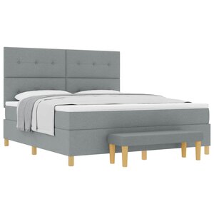 vidaXL Lit à ressorts avec matelas Gris clair 180 x 200 cm tissu