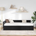 vidaXL Cadre de lit d'angle avec tête de lit Noir 90 cm x 200 cm