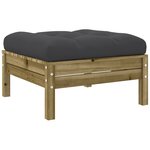 vidaXL Repose-pieds de jardin avec coussins lot de 2 bois pin imprégné