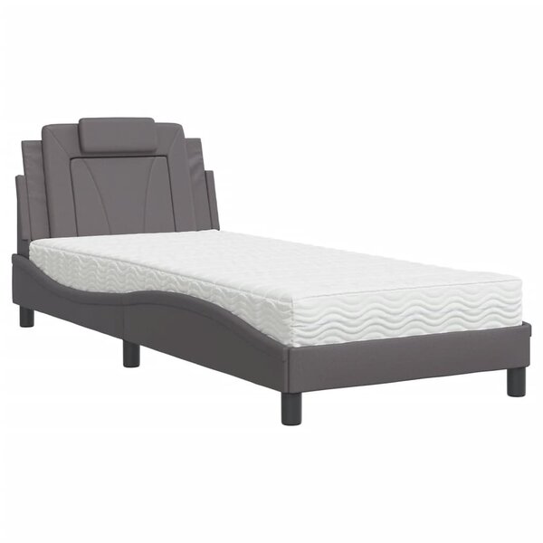 vidaXL Lit Viana avec matelas gris 90x200 cm similicuir