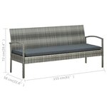 vidaXL Salon de jardin 5 Pièces avec coussins Résine tressée Gris