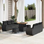 vidaXL Ensemble de canapé de jardin 9 Pièces Noir polyrotin