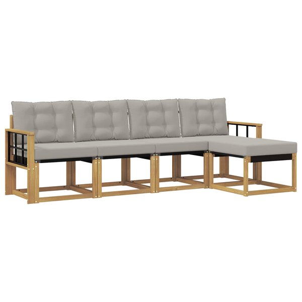 vidaXL Ensemble de canapés d'extérieur 5 pc Blanc et gris clair