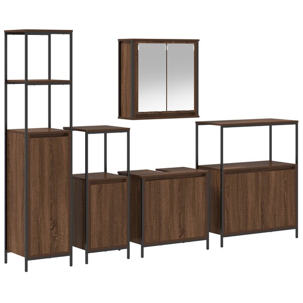 vidaXL Ensemble de meubles de salle de bain 5 pièces Chêne marron Bois d'ingénierie