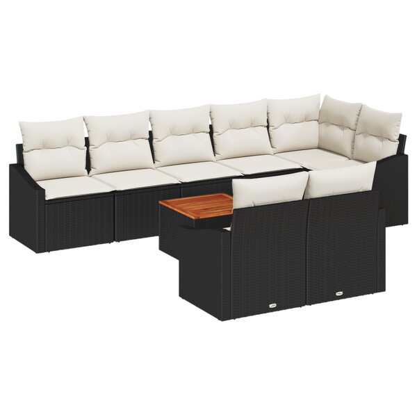 vidaXL Ensemble de canapés de jardin de 9 pièces avec coussins en poly rotin noir