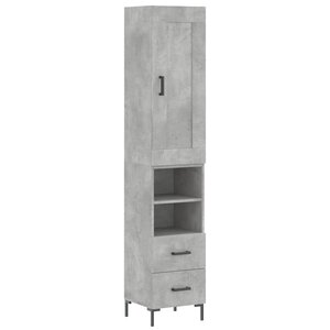 vidaXL Buffet haut Gris béton 34 5x34x180 cm Bois d'ingénierie