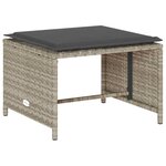 vidaXL Salon de jardin 5 Pièces coussins empilable gris clair polyrotin