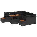 vidaXL Ensemble de canapé de jardin 9 Pièces Noir Poly rotin