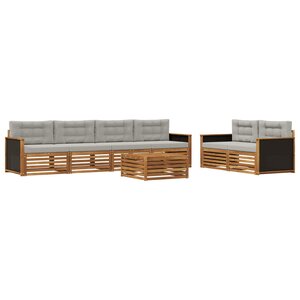 vidaXL Ensemble de canapés d'extérieur 7 Pièces Naturel et gris clair