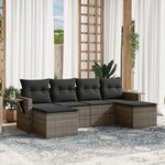vidaXL Salon de jardin 6 Pièces avec coussins gris résine tressée