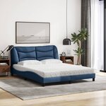 vidaXL Lit avec matelas Hvar bleu 160x200 cm tissu