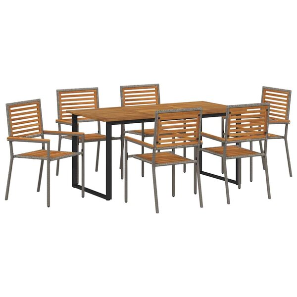 vidaXL Ensemble de salle à manger pour jardin 7 Pièces Gris