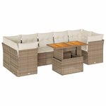 vidaXL Salon de jardin avec coussins 8 Pièces beige résine tressée