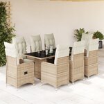 vidaXL Ensemble de bistro de jardin 9 Pièces coussins beige poly rotin