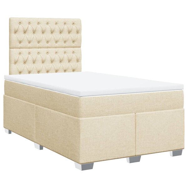 vidaXL Sommier à lattes de lit avec matelas Crème 120x200 cm Tissu