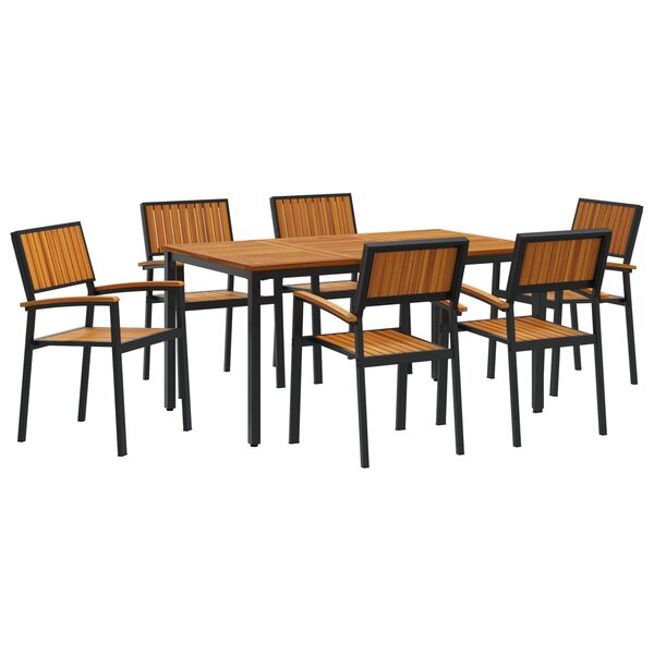 vidaXL Ensemble de salle à manger de jardin 7 pièces en bois d'acacia et métal