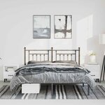 vidaXL Cadre de lit métal sans matelas avec tête de lit noir 135x190cm