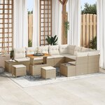 vidaXL Ensembles de Canapés de Jardin avec Coussins Beige en Poly Rattan