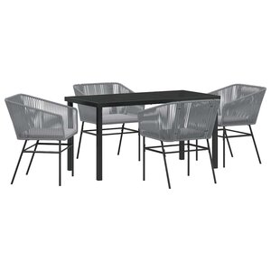 vidaXL Ensemble de salle à manger pour jardin avec coussin 5 Pièces Gris