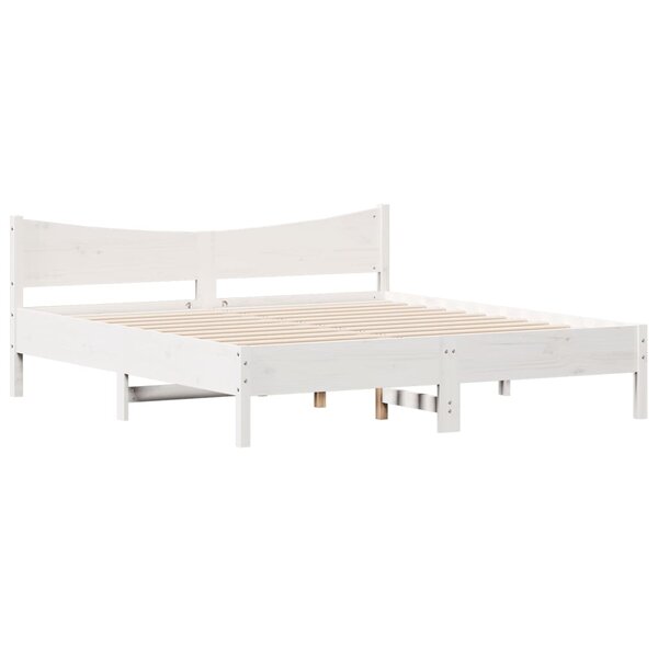 vidaXL Cadre de lit sans matelas blanc 200x200 cm bois massif de pin