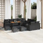 vidaXL Ensemble de canapé de jardin 14 Pièces Noir polyrotin