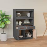 vidaXL Buffet haut Gris 67x40x108 5 cm Bois massif de pin